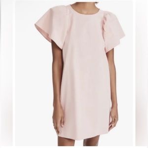 Madewell Poplin Flutter-sleeve Shift Dress in Pink